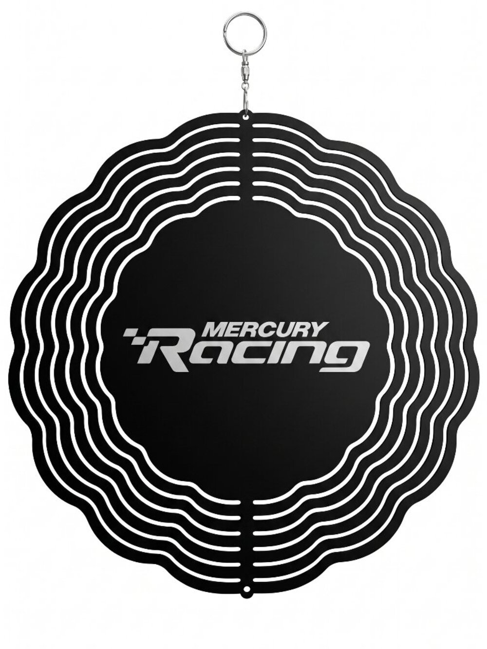 10" Mercury Racing Kinetic Wind Spinner - Black Metal Outdoor Yard Decor